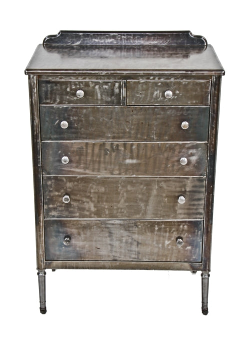 simmons metal highboy dresser original c. 1920's vintage american industrial brushed steel 