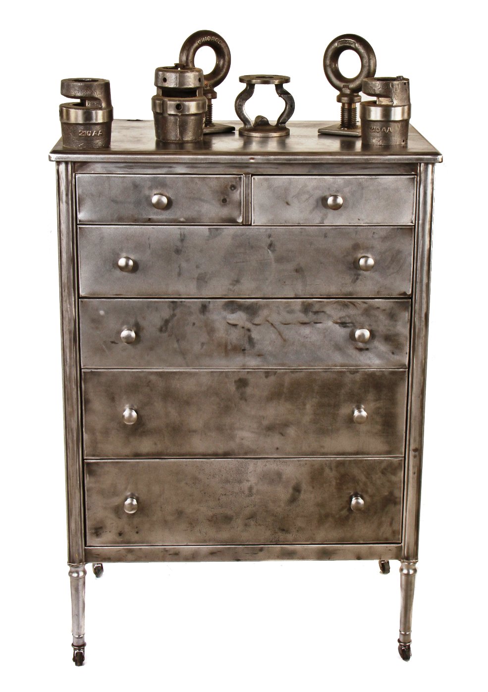 original late 1930's american depression era pressed and folded heavy gauge  furniture sheet steel 