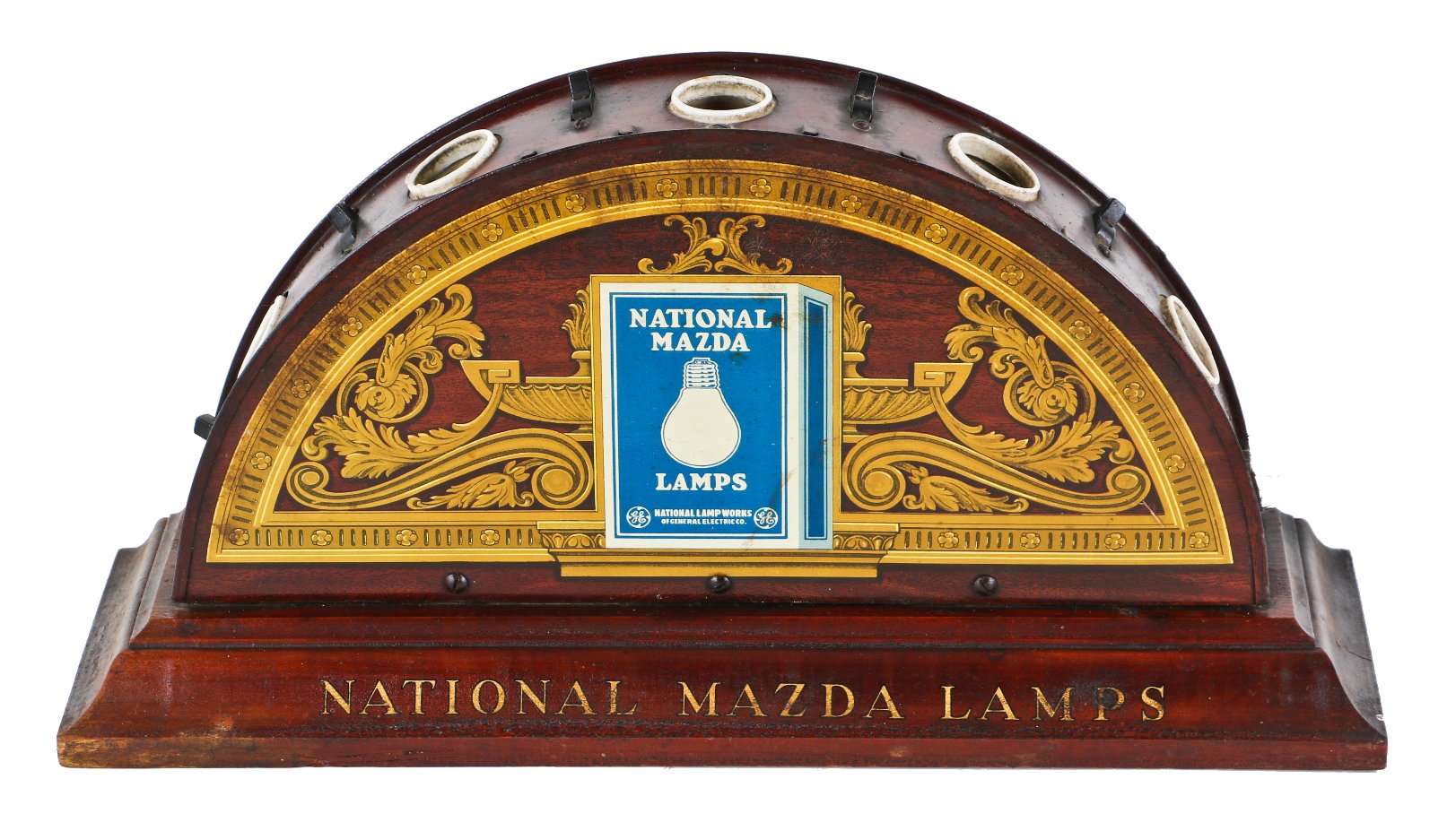 unusually small early 20th century five-light mazda edison tin