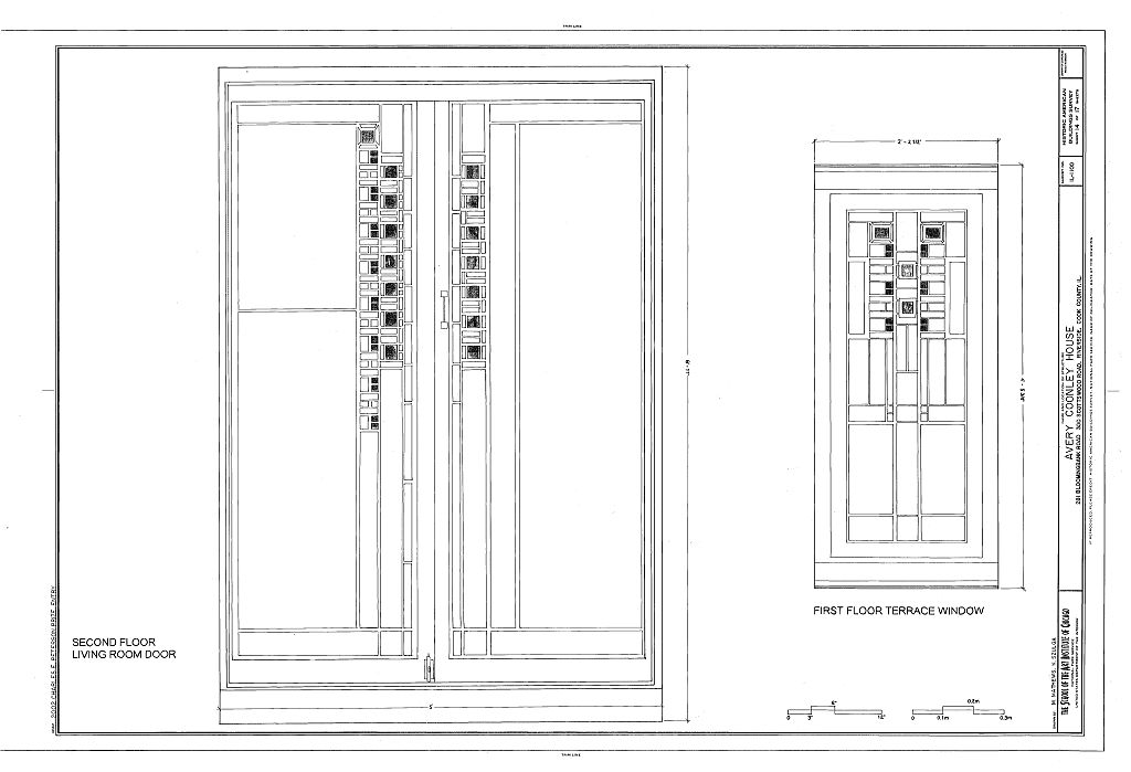 matching set of original museum quality frank lloyd wright-designed c. 1908 avery coonley living room leaded art glass door panes or insets removed in or around 1911