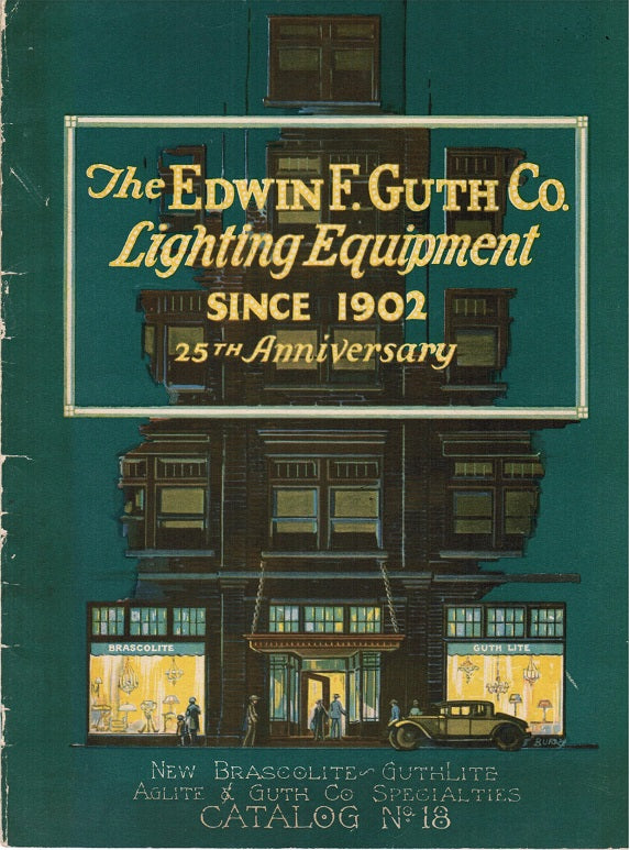 original c.1927 edwin f. guth company lighting equipment new brascolite, guthlite aglite, and guth co. specialties 25th anniversary catalog no. 18