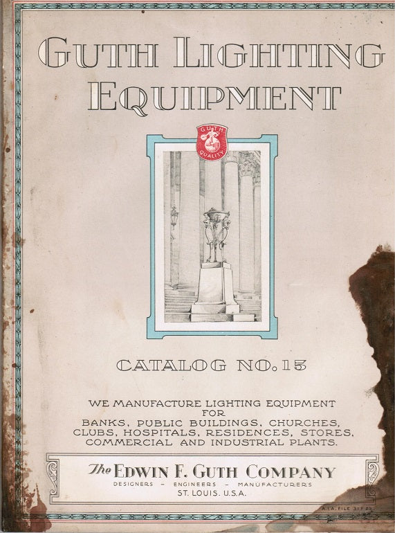 original c. 1925 edwin f. guth company lighting equipment catalog no. 15