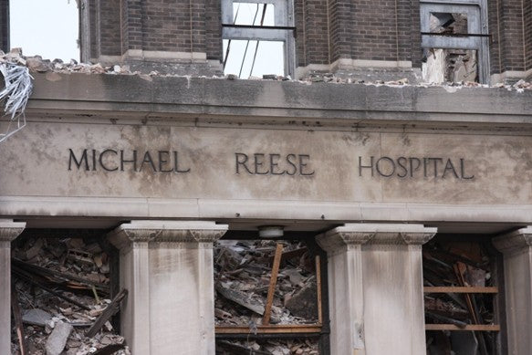 early 20th century original historically important michael reese hospital "old main" speckled terra cotta sill course panel