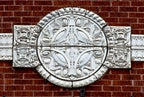 matching pair c. 1915 original richly ornate white glazed exterior building facade "sullivanesque" terra cotta panels