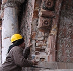 original historically-important late 19th century refinished ornamental cast iron interior ywca hotel rear staircase baluster with intricate leafage and bellflowers