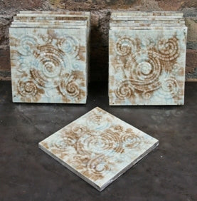 completely intact late 19th century american victorian era mosaic design motif fireplace tile surround