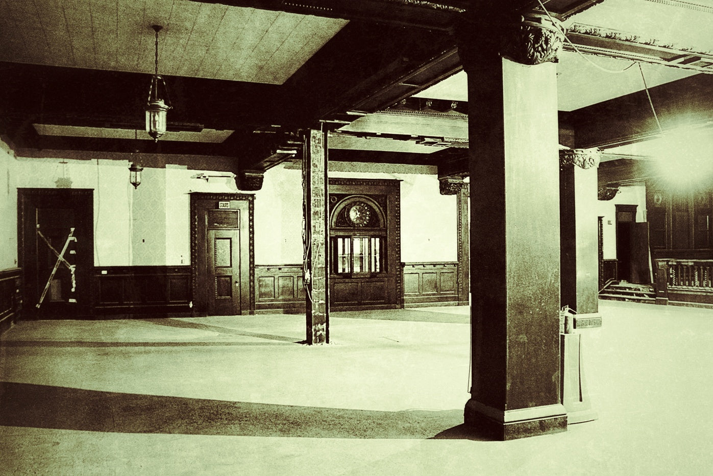 late 19th century hand-carved solid mahogany wood richardsonian romanesque style chicago athletic club billiard room molding