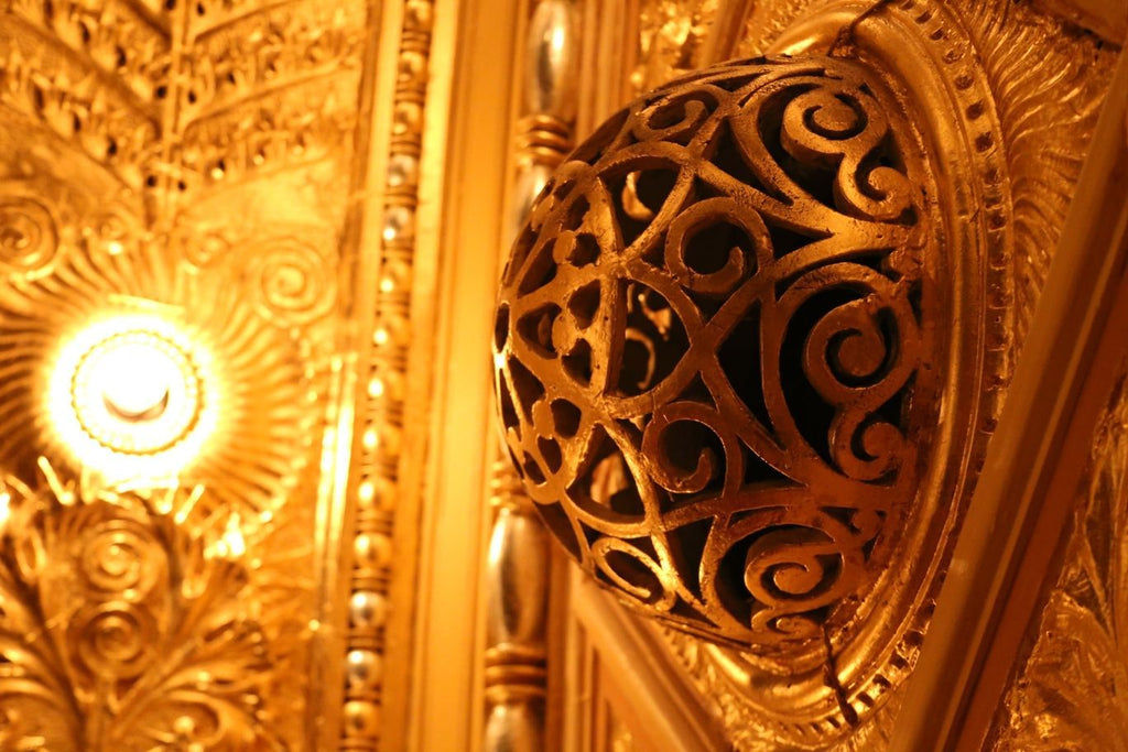 faithfully recreated gold enameled cast plaster auditorium theater proscenium vault ventilation dome designed by louis h. Sullivan and executed by james legge