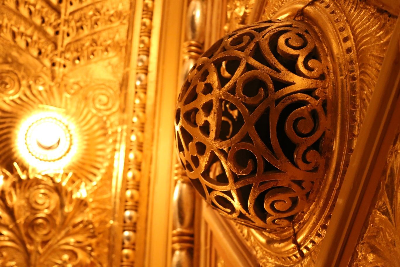 faithfully recreated gold enameled cast plaster auditorium theater proscenium vault ventilation dome designed by louis h. Sullivan and executed by james legge