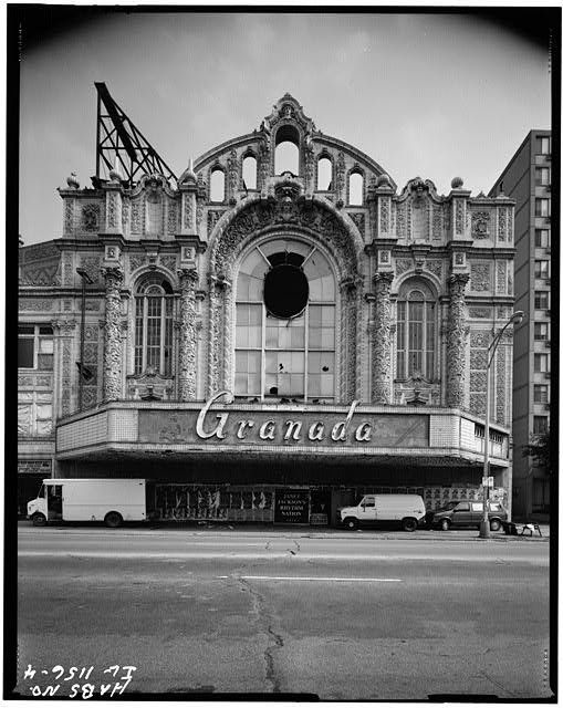 original historically important exterior white glazed terra cotta granada theater facade panel