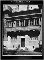 original c. 1890's james charnley exterior painted fret-sawn pine wood single-sided fragment salvaged from the restored front facade projecting wood balcony