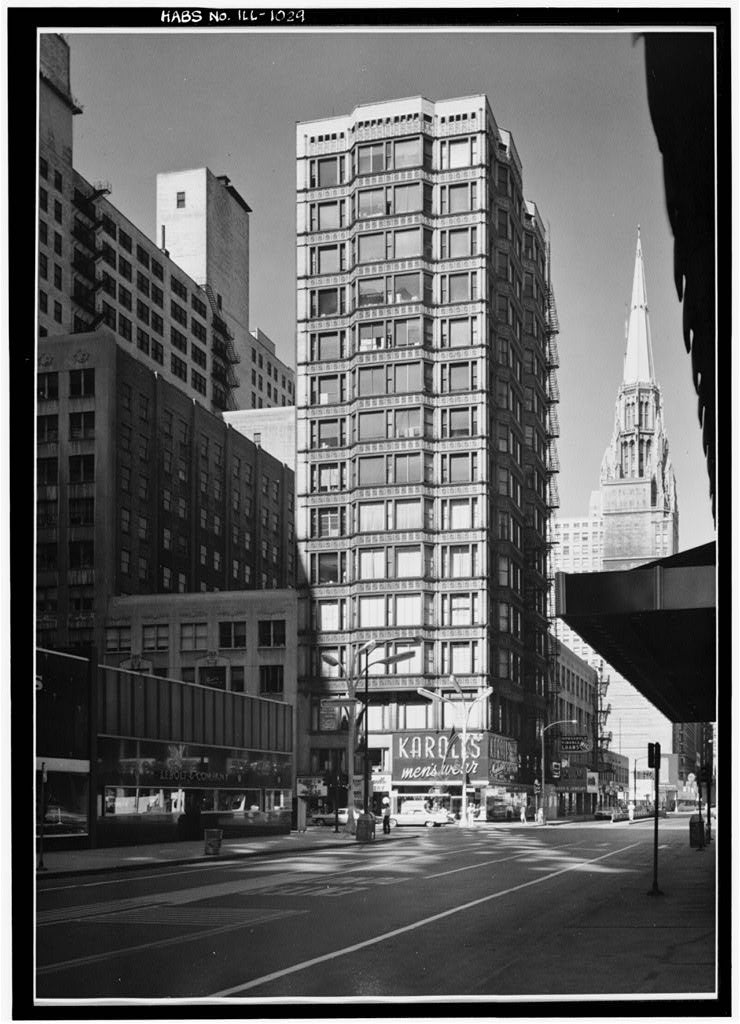 late 19th century original exterior reliance building interlocking facade curtain wall white glazed terra cotta panels accentuated with beads or buttons