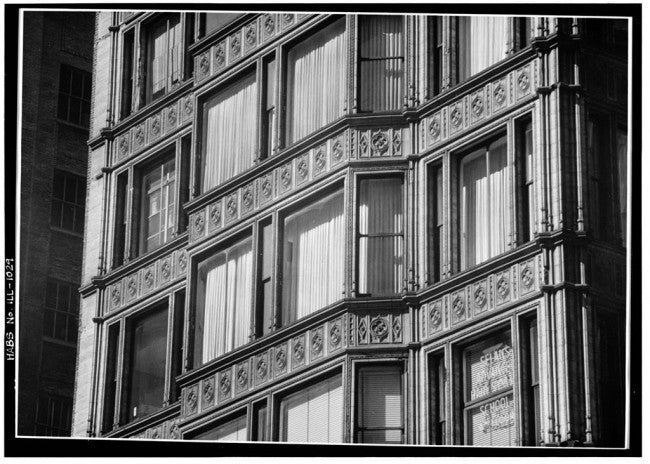 original 1890's historically important charles atwood-designed reliance skyscraper building exterior ornamental white-glazed terra cotta panel