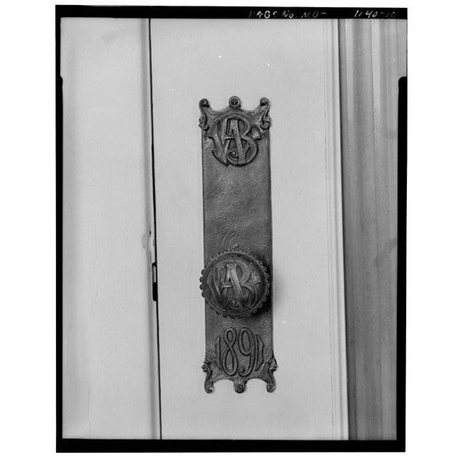 late 19th century original american antique interior wainwright commercial office building backplate with matching monogrammed doorknob