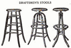 solidly constructed late 19th century american industrial flared leg birch wood draftsman stool with intact revolving circular seat