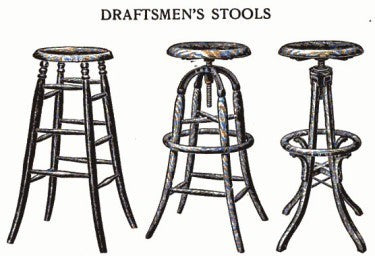 solidly constructed late 19th century american industrial flared leg birch wood draftsman stool with intact revolving circular seat