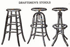 c. 1900's american industrial adjustable height varnished oak wood draftsman stool with bentwood heel ring