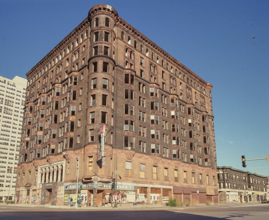 clinton j. warren-designed red slip glazed lexington hotel exterior loggia cartouche with lightly incised face