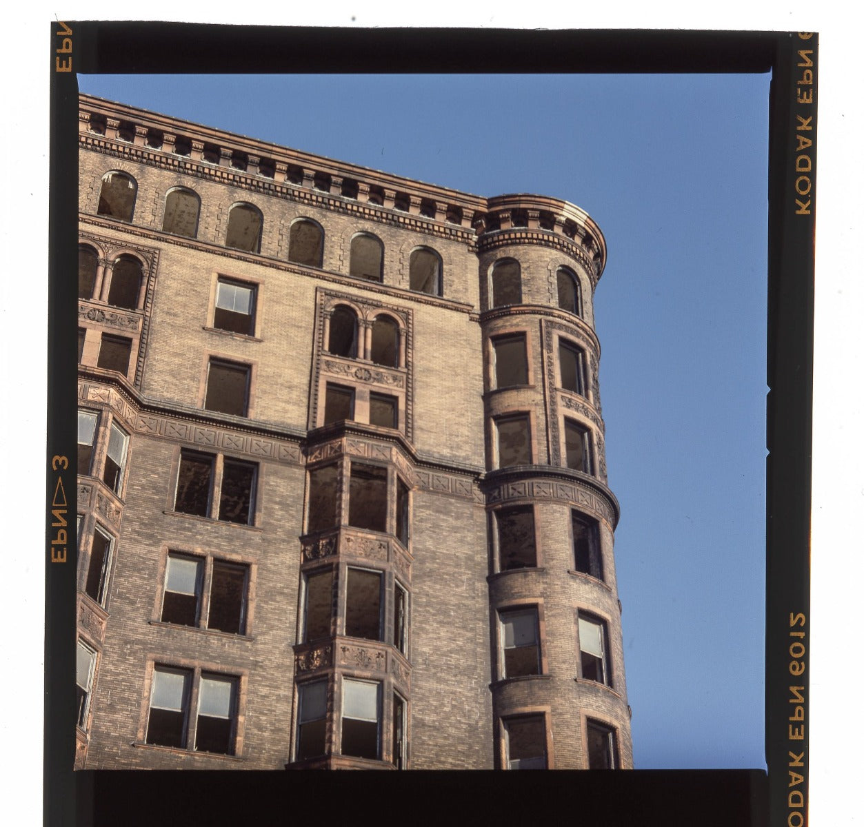 clinton j. warren-designed red slip glazed lexington hotel exterior loggia cartouche with lightly incised face