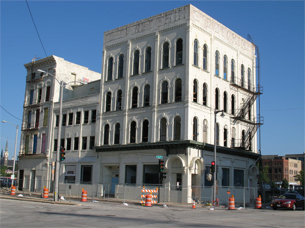 original 1876 stamped or pressed copper cornice corbel panel from milwaukee's nicholas senn block building