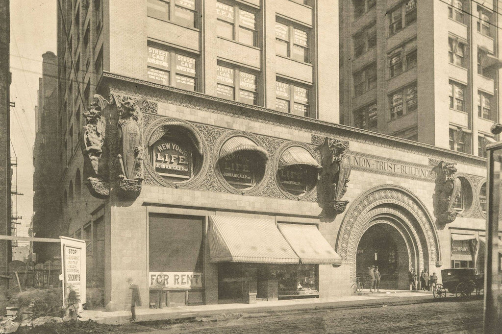 rare cast bronze 1892 union trust building first floor lobby interior office passage door sullivan-designed doorknob backplate