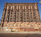 clinton j. warren-designed red slip glazed lexington hotel exterior loggia cartouche with lightly incised face