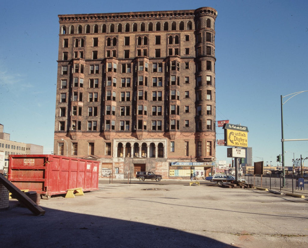 clinton j. warren-designed red slip glazed lexington hotel exterior loggia cartouche with lightly incised face