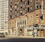 clinton j. warren-designed red slip glazed lexington hotel exterior loggia cartouche with lightly incised face