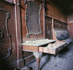 late 19th century cast brass interior wall sconce rosette and finial salvaged from burnham and root's first regiment armory building