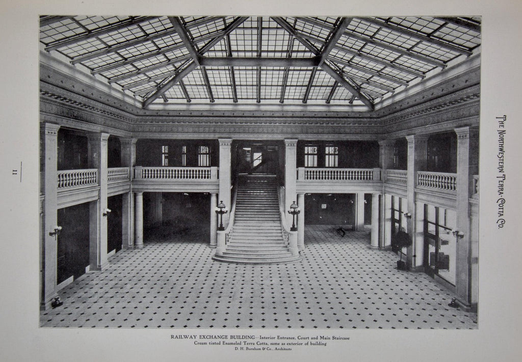 historically important original neoclassical style white glazed terra cotta terra cotta panel from burnham's railway exchange building