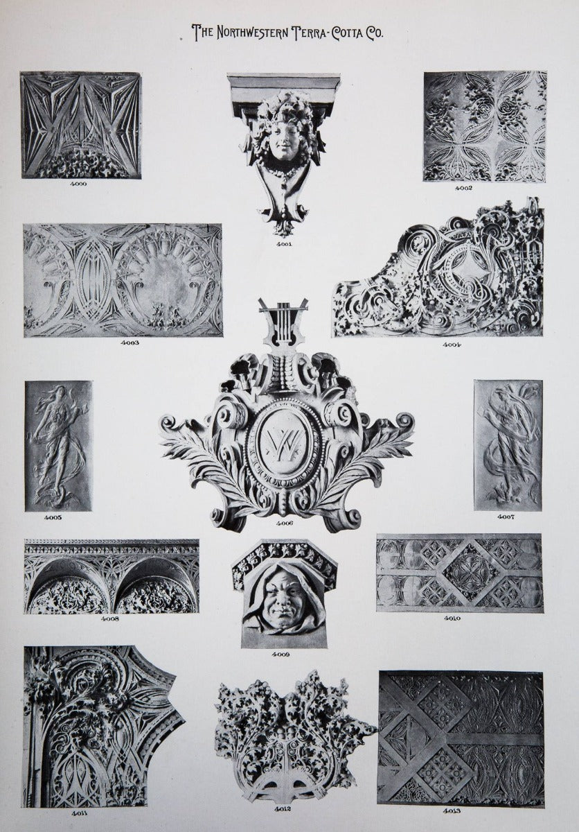 historically important original neoclassical style white glazed terra cotta terra cotta panel from burnham's railway exchange building