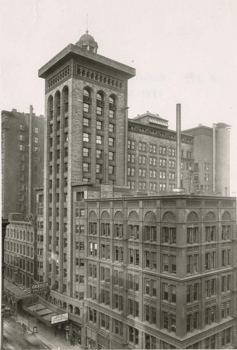 rare museum-quality 1961 world book encyclopedia custom shadowbox-framed schiller building theater plaster starpod with placard, plaque, and richard nickel images
