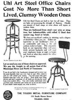 refinished c. 1930's "uhl art steel" factory lunch hall backless toledo stationary stool with intact heel ring