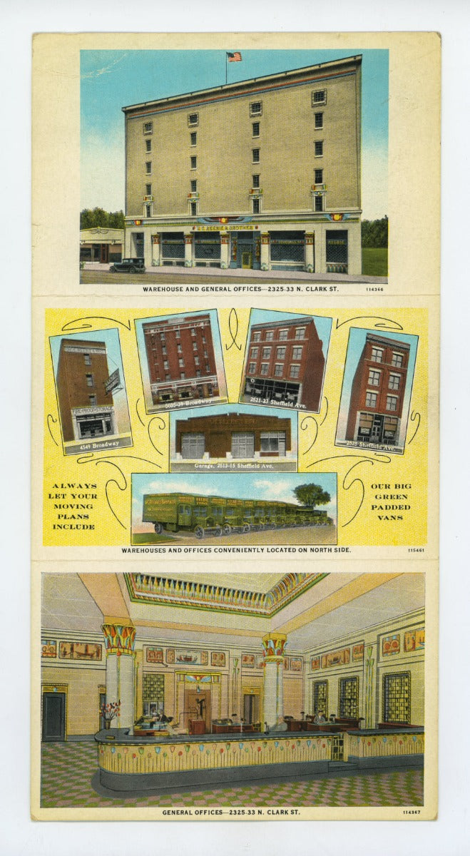 rare all original 1920s tri-fold w.c. reebie and brother tri-fold chromolithographic advertising card