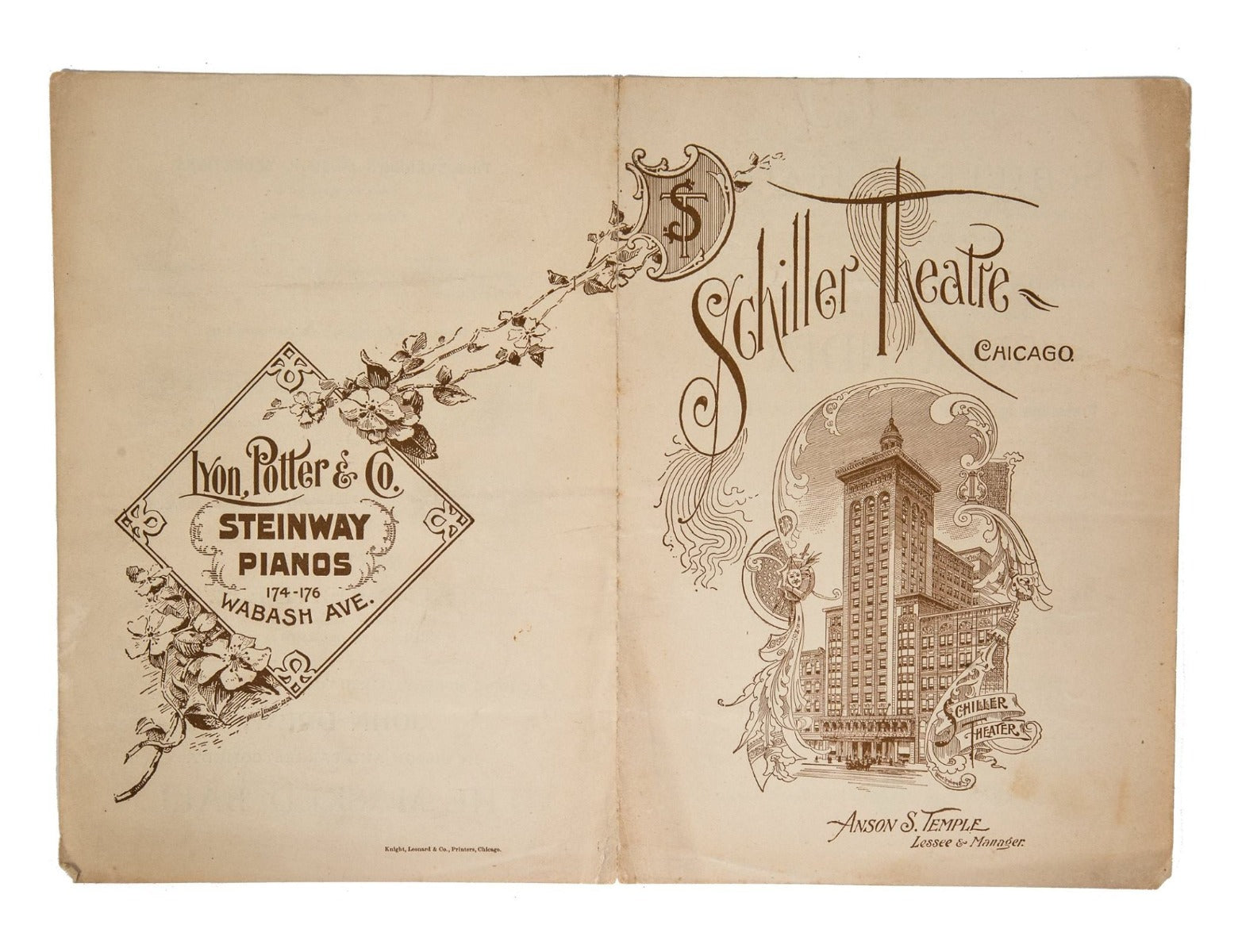 rare 1892 adler and sullivan schiller building or garrick theater monogrammed doorknob and matching backplate