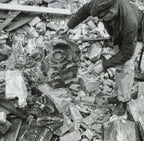 original historically important red slip terra cotta lunette fragment salvaged by richard nickel from adler and sullivan's rosenfeld building (1881)