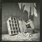 original historically important red slip terra cotta lunette fragment salvaged by richard nickel from adler and sullivan's rosenfeld building (1881)