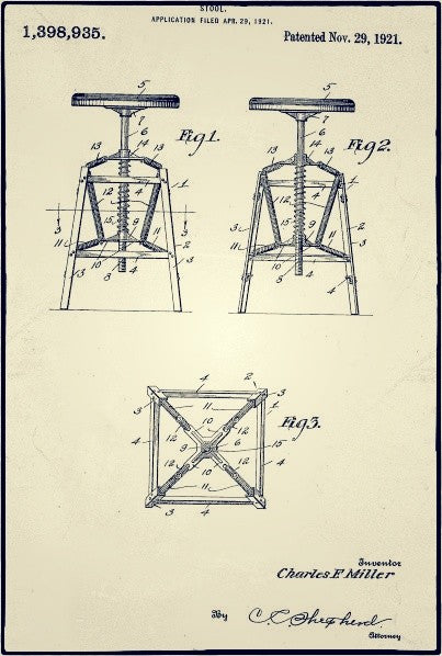 hard to find original late 1920's american antique medical stationary "set-ezy" adjustable height dentist or doctor examination chair with maple wood seat