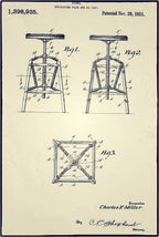 rare and highly sought after c. 1930's american antique medical patented no. 421 "set-ezy" dental stool with spring suspension seat