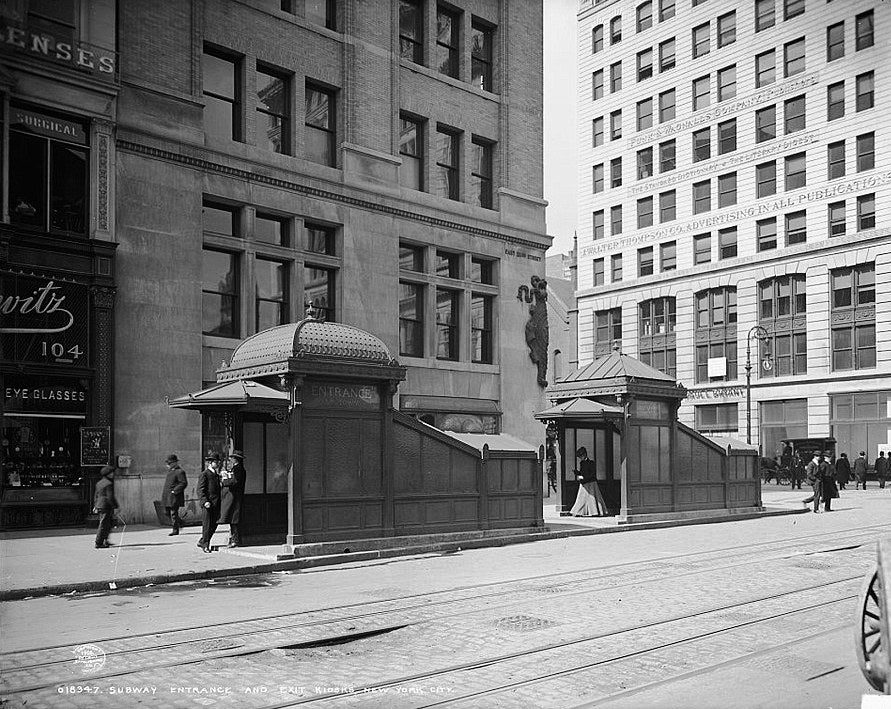original c. 1930's highly sought after single-sided diminutive vitreous or porcelain enameled "not for exit" new york city subway station sign with bold black lettering