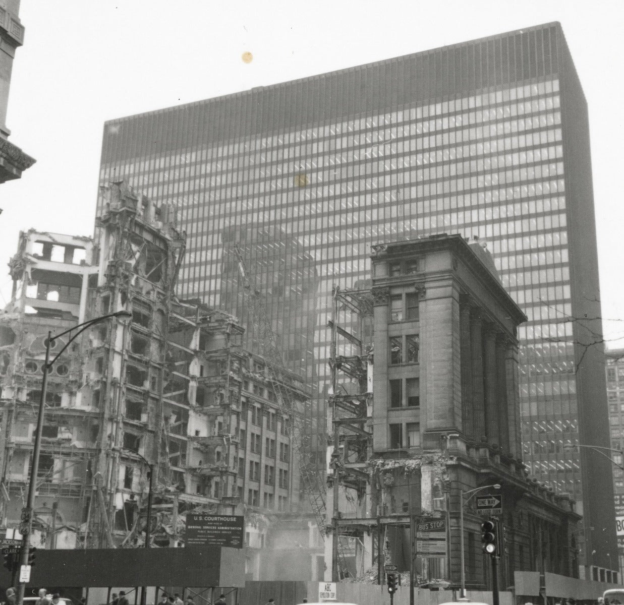 late 19th or early 20th century museum quality ornamental cast iron chicago federal building interior panel with spread-winged eagle