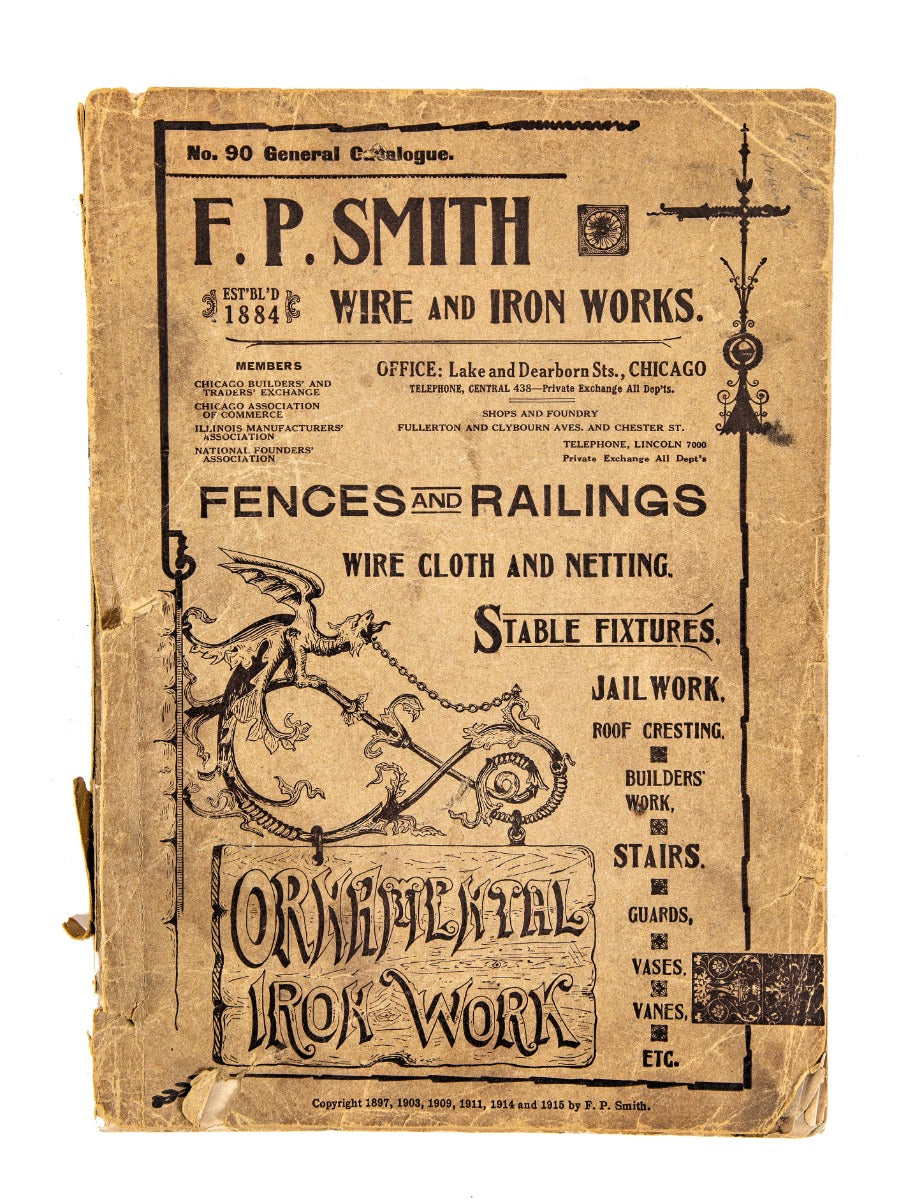 seldom found original early 20th century profusely illustrated saddle-stitched softbound f.p. smith wire and iron works product catalog