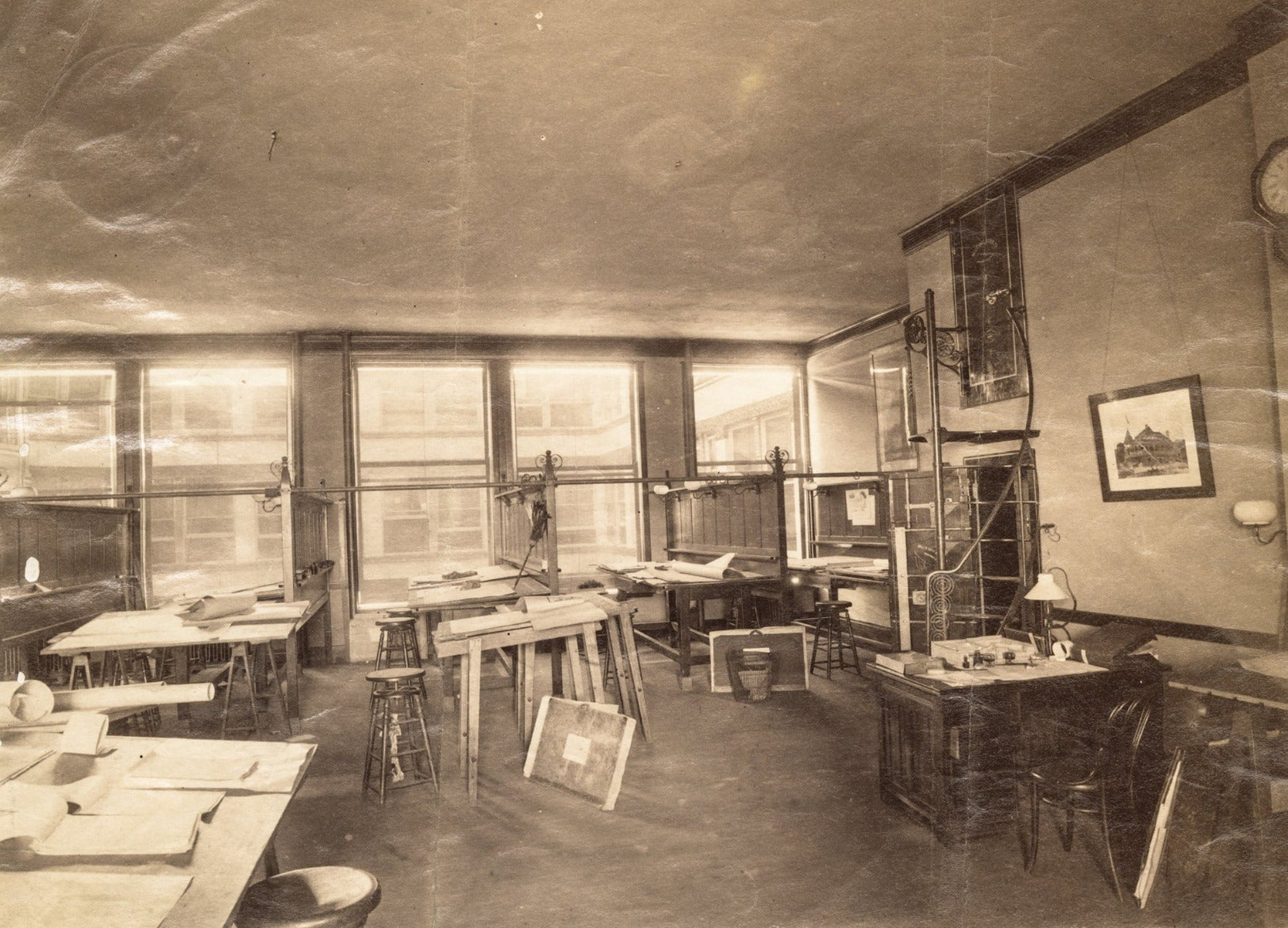 original museum-quality helca iron works 1887-88 john wellborn root-designed cast iron rookery building staircase panel