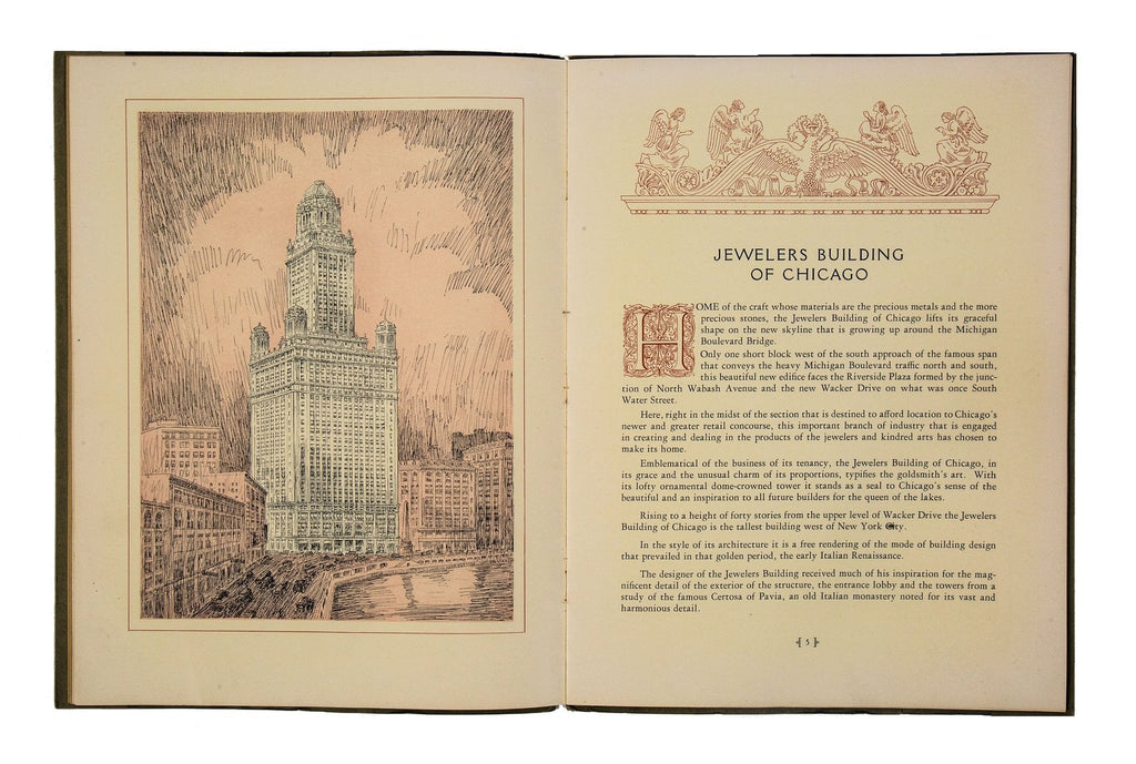 rare 1927 original profusely illustrated and brightly colored jewelers building dedication booklet