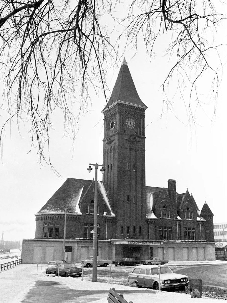 two original red slip terra cotta grotesque corbels salvaged from charles sumner frost's lake front railroad depot