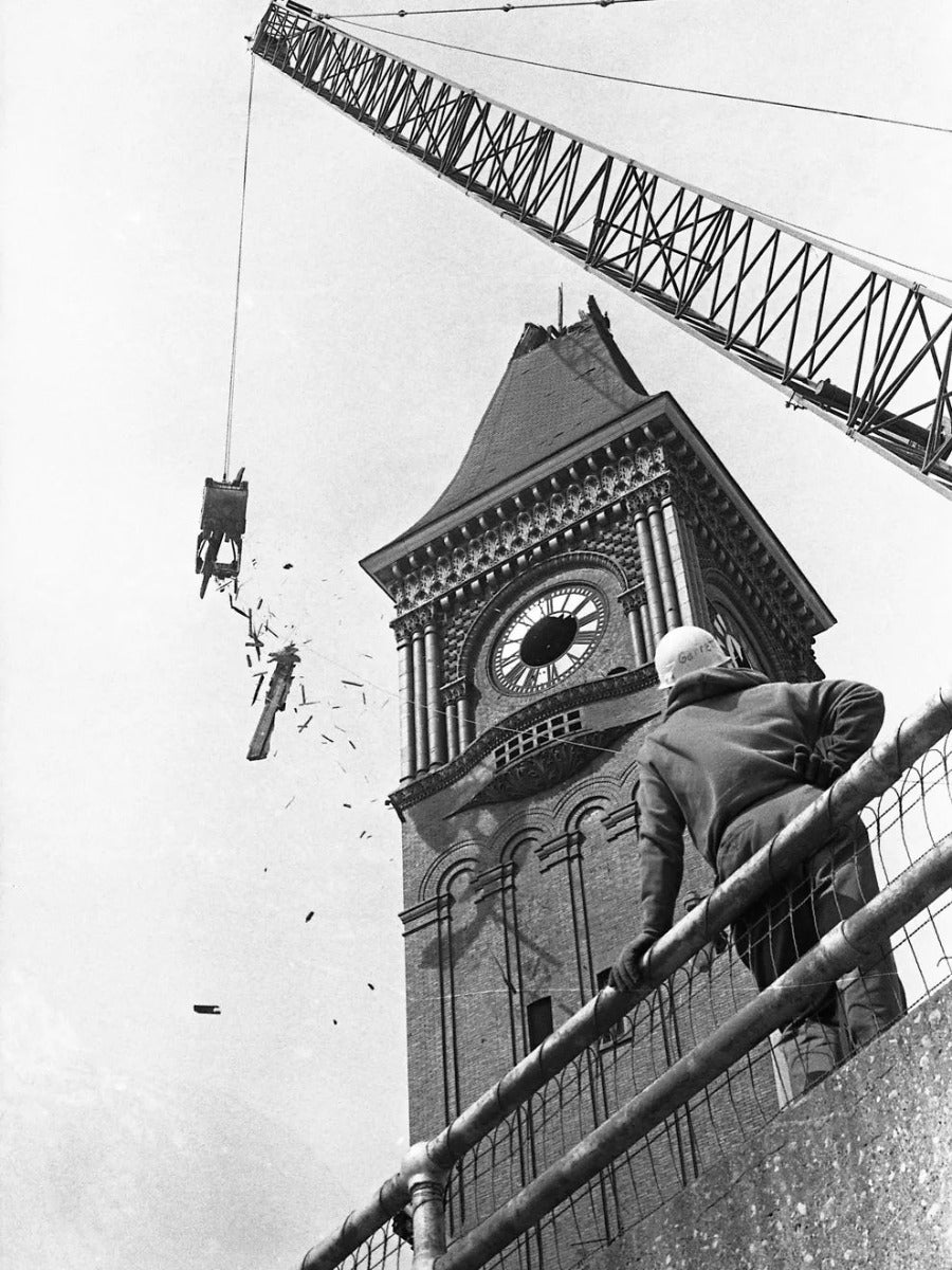 two original red slip terra cotta grotesque corbels salvaged from charles sumner frost's lake front railroad depot