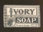 patented c. 1920's original and intact wall-mount "ivory soap" glass and chrome lavatory soap dispenser with intact threaded cap and retractable plunger