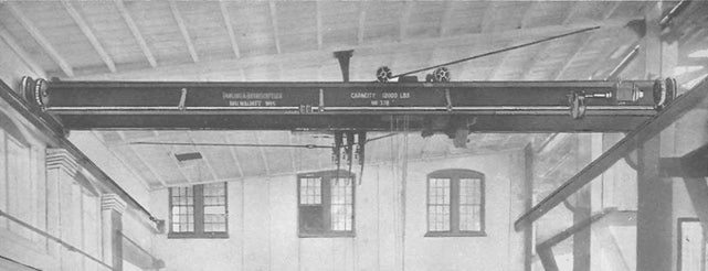 original late 1920's antique american single-sided heavy gauge steel cobalt blue "10 ton aux" gantry crane auxiliary informational hoist bridge sign