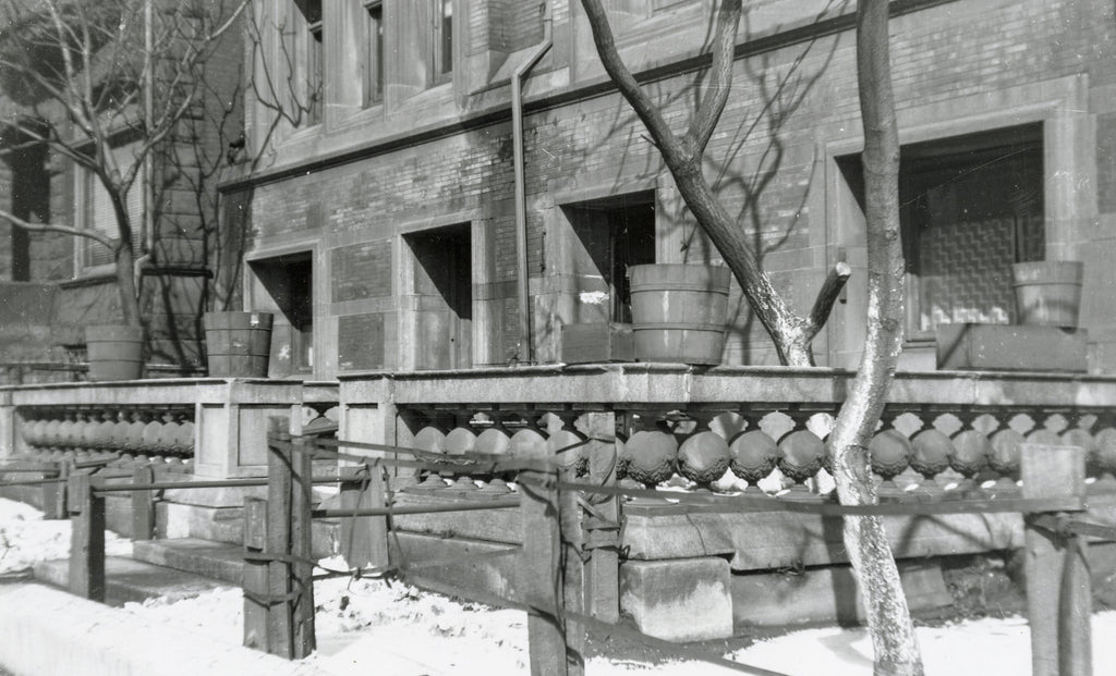 early frank lloyd wright-designed buff-colored sullivanesque terra cotta baluster salvaged from the robert roloson row houses (1894)