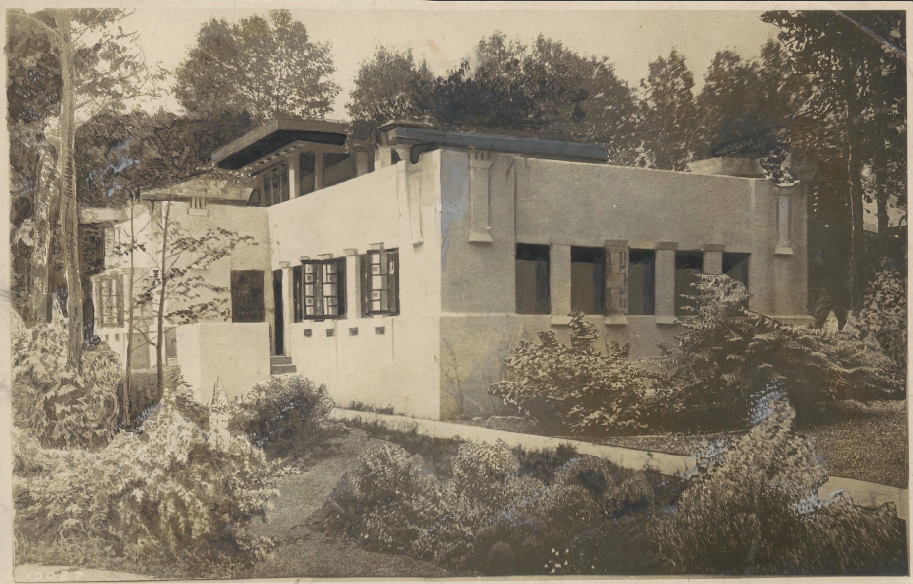 one of several matching wood and leaded glass william f. tempel windows designed by walter burley griffin